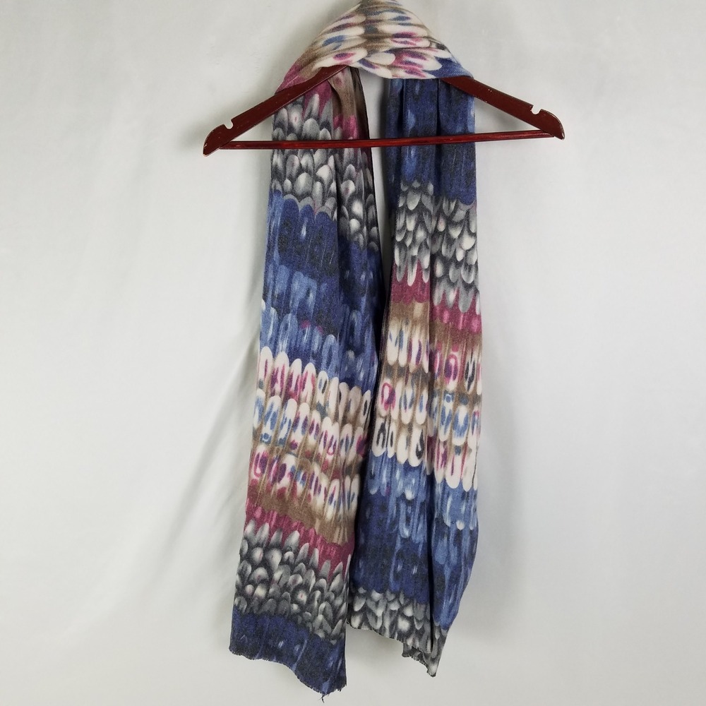 Womens Abstract Print Scarf Blue Pink Beige Viscose Polyester Fashion Accessory